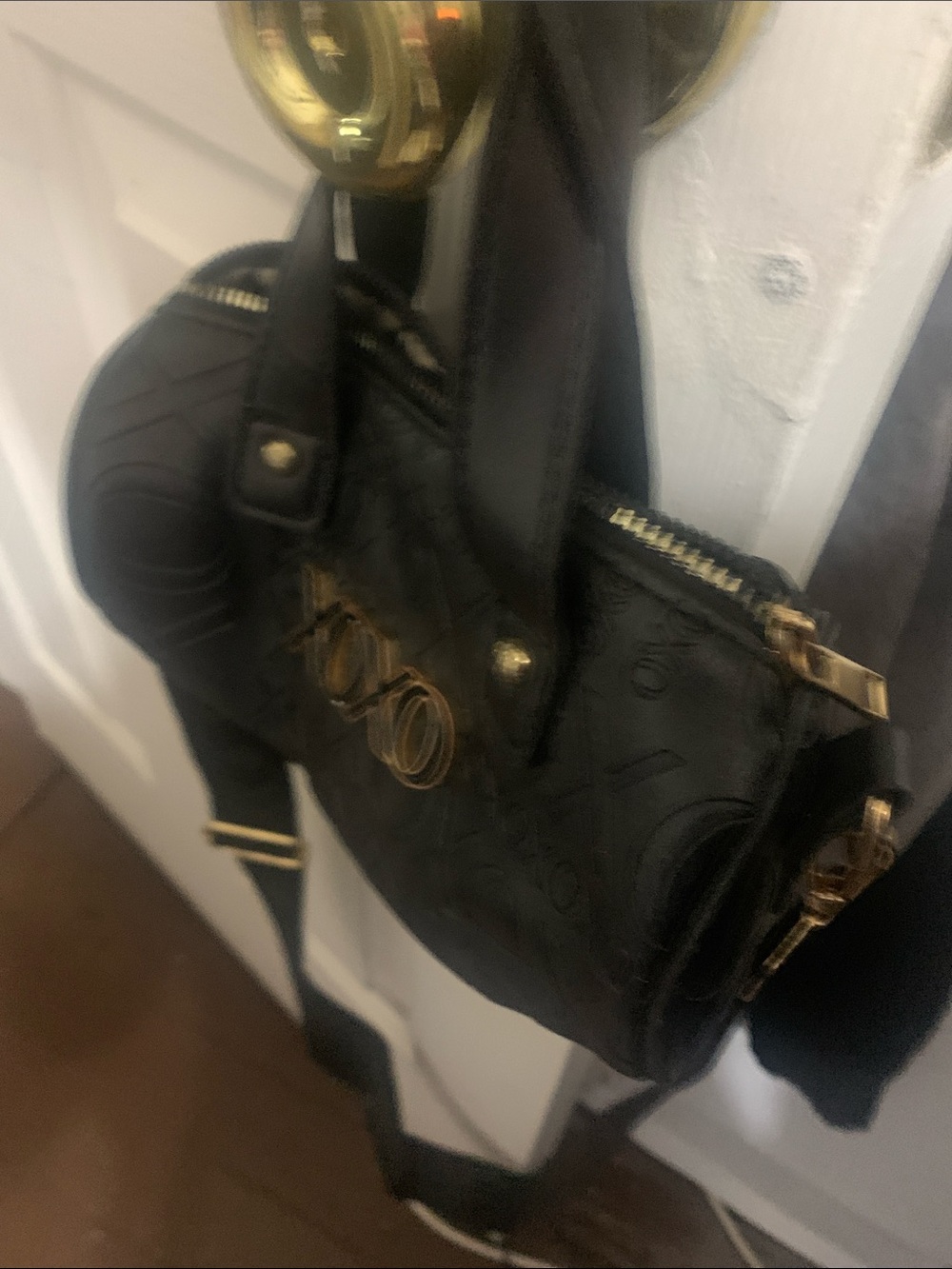 XOXO Black Crossbody Bag with Gold Hardware